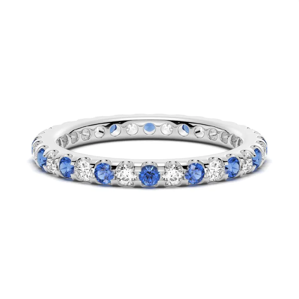 Pav?? Blue Sapphire and White Sapphire Eternity Ring Amazing Item Work Friendly
