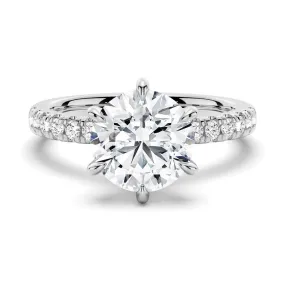 Six Prong French Pav?? Moissanite Engagement Ring Fashionable Ornament
