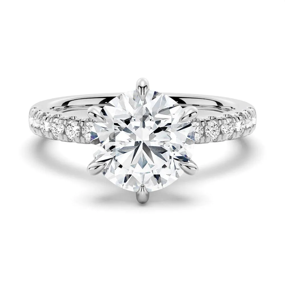 National Symbol Six Prong French Pav?? Moissanite Engagement Ring