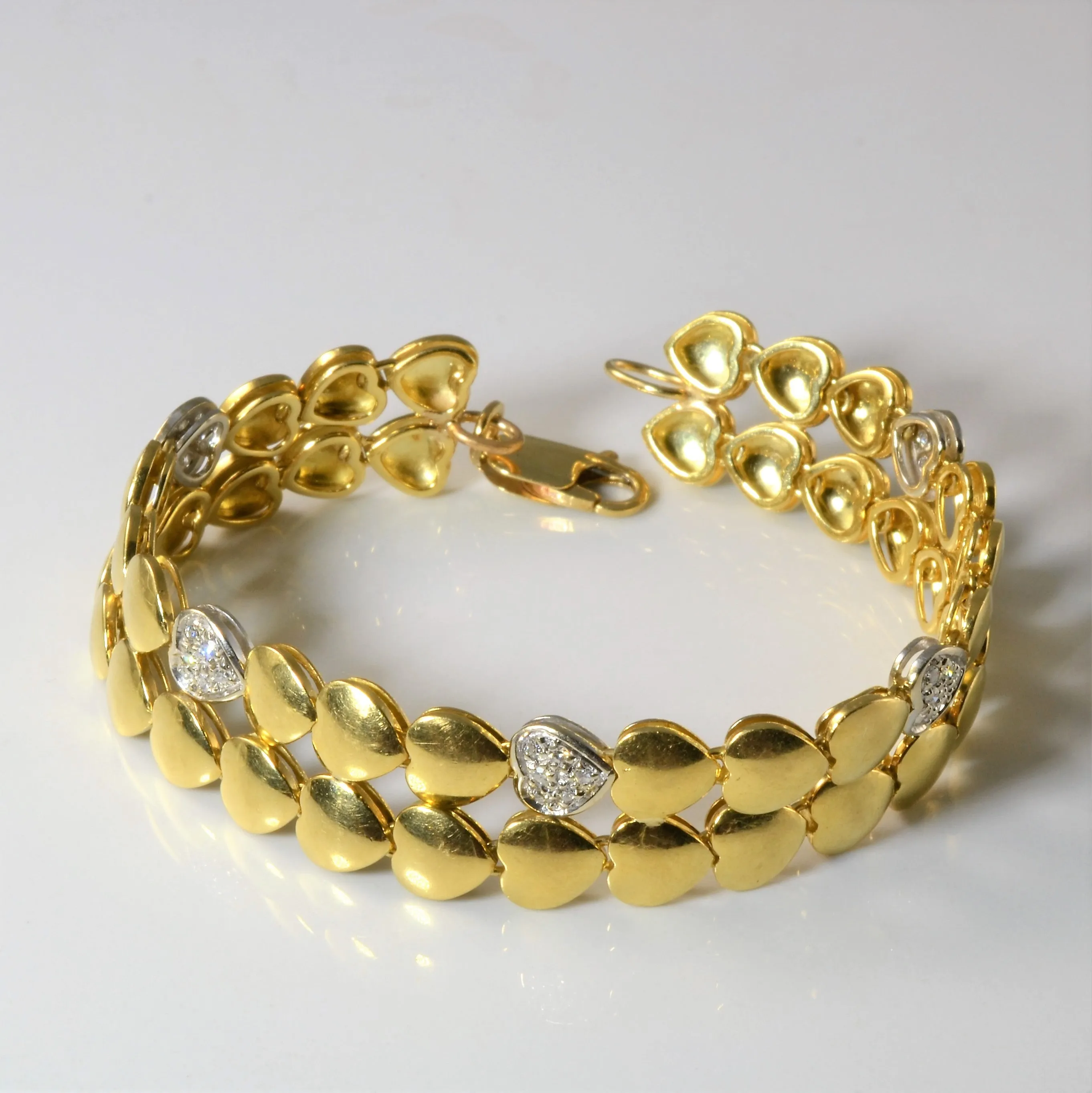 Double Strand Heart Chain Bracelet | 7" | Premium Touch