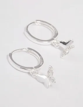 Cool Spark Sterling Silver Diamante Butterfly Huggie Earrings
