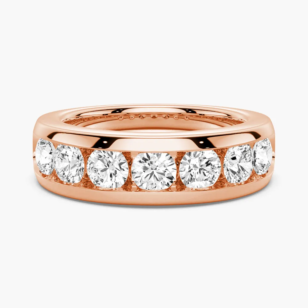 8mm Channel Set Moissanite Men's Wedding Band Sleek Outline Pretty Accent