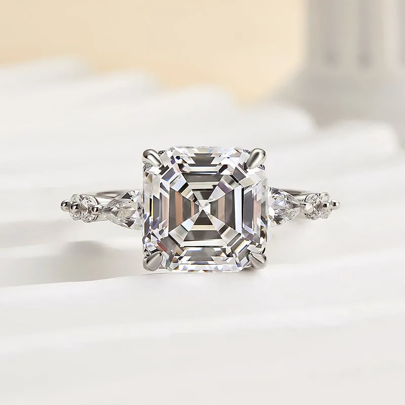 Perfect Match Louily Unique Asscher Cut Women's Engagement Ring In Sterling Silver