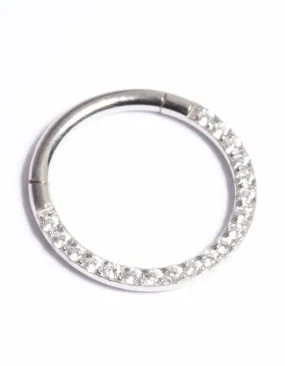 Modern Radiance Polished Highlight Titanium Cubic Zirconia 10mm Clicker Ring