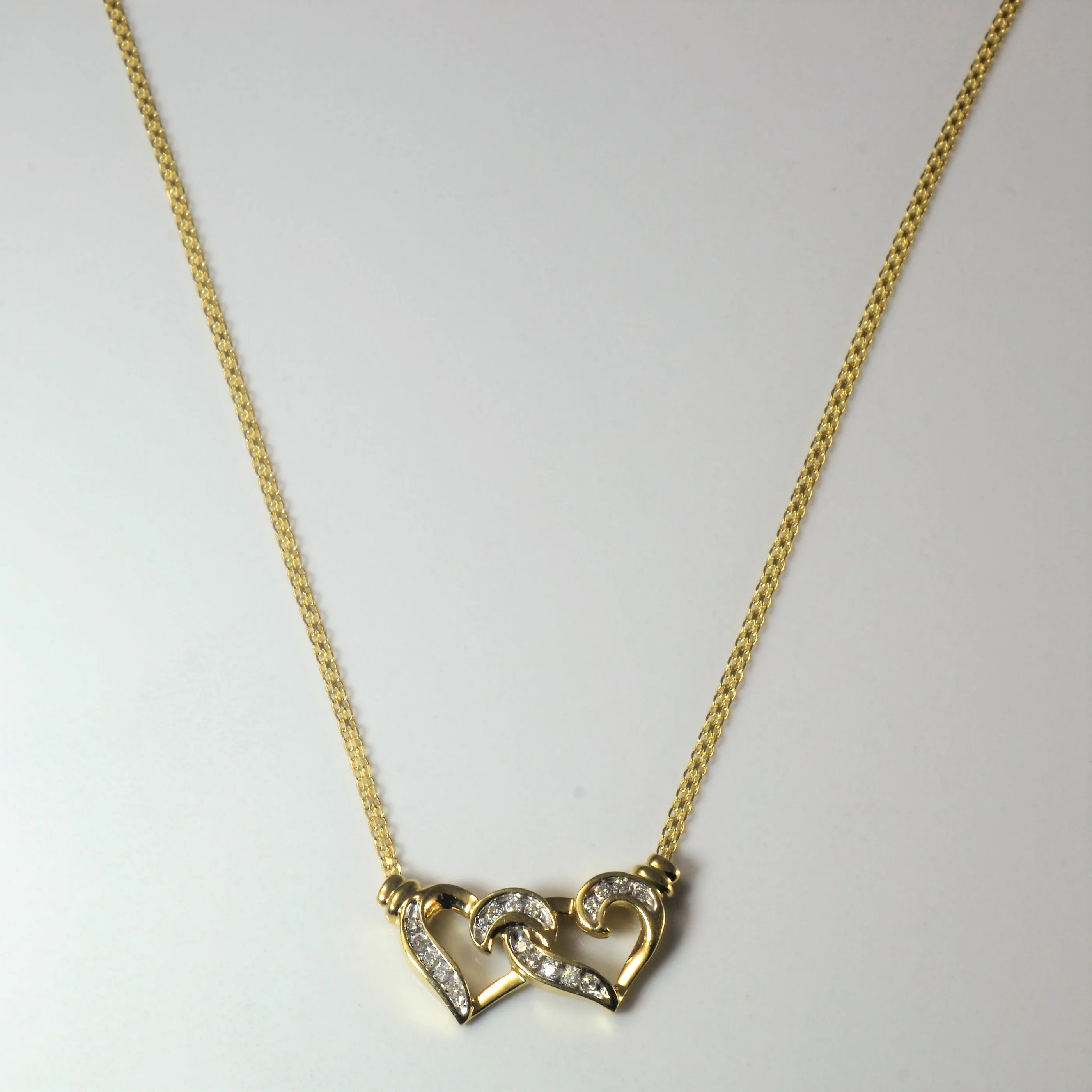 Minimal Radiance Double Heart Diamond Necklace | 0.18ctw | 17" |