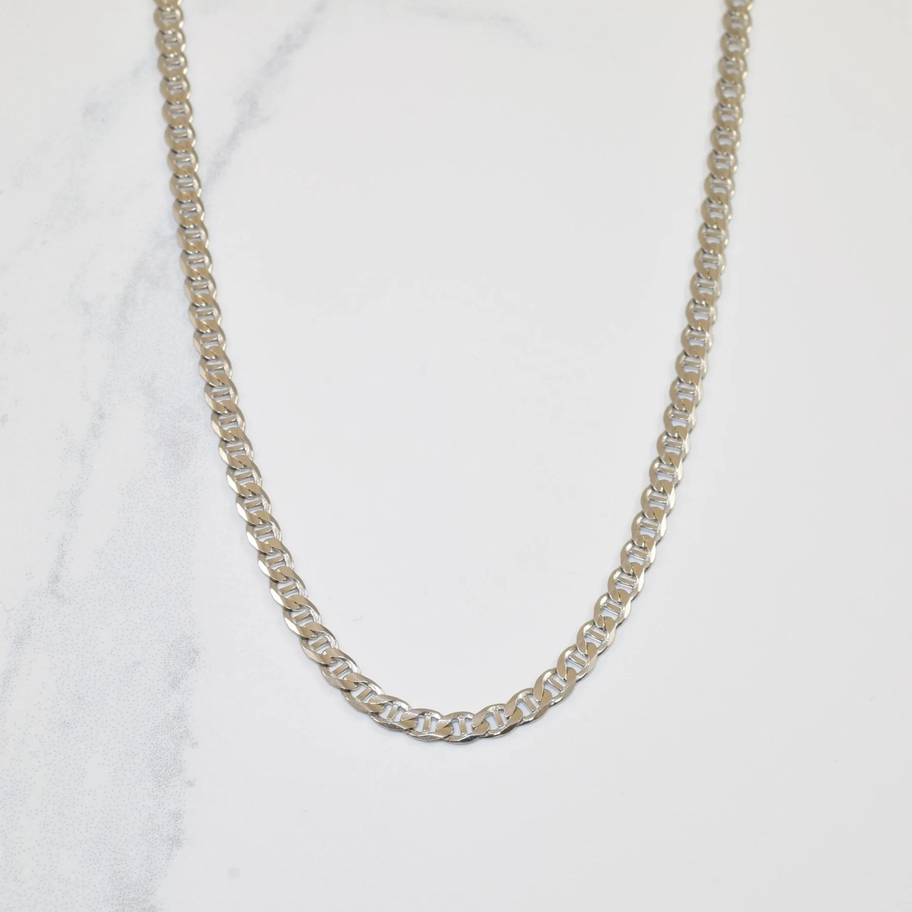 10k White Gold Anchor Chain | 20" | Sophisticated Shape Dazzling Sparkle