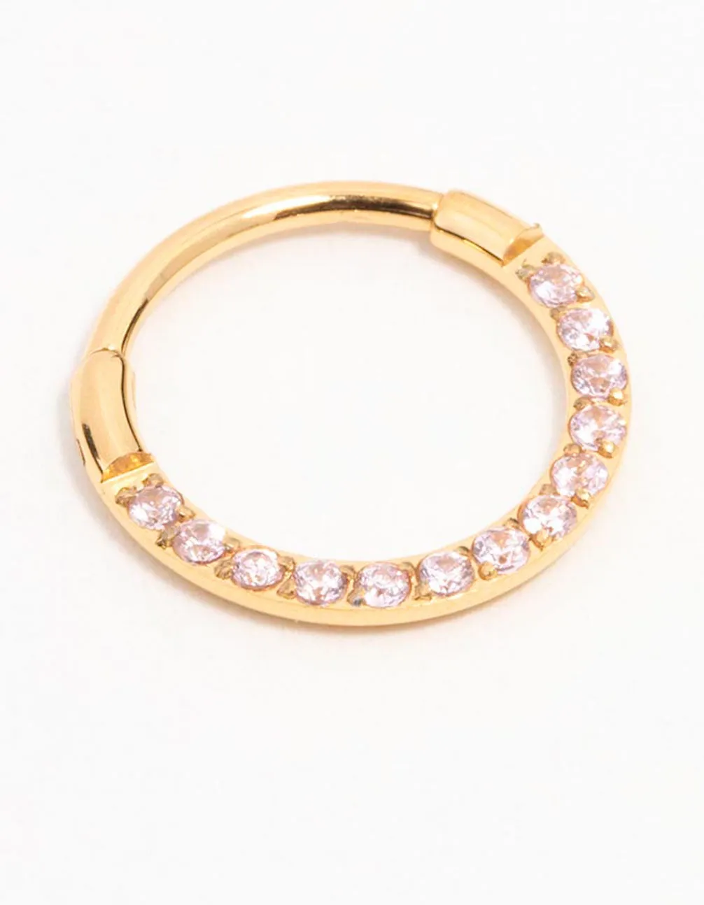 Fashionable Style Gold Plated Surgical Steel Cubic Zirconia Clicker Earring 8MM