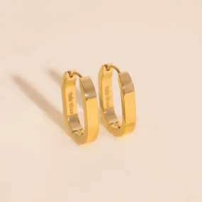 Vintage Jewelry Seasonal Trinket Smooth Oblong Huggie Hoop Earrings