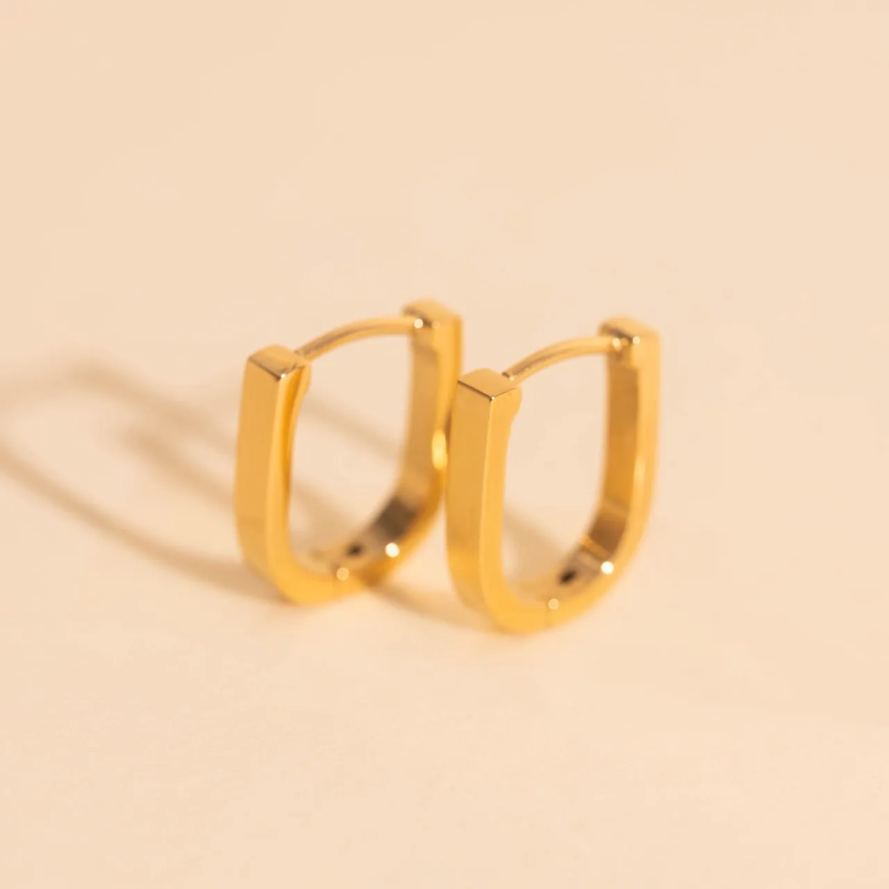 Smooth Stirrup Huggie Hoop Earrings Artistic Adornment Radiant Piece