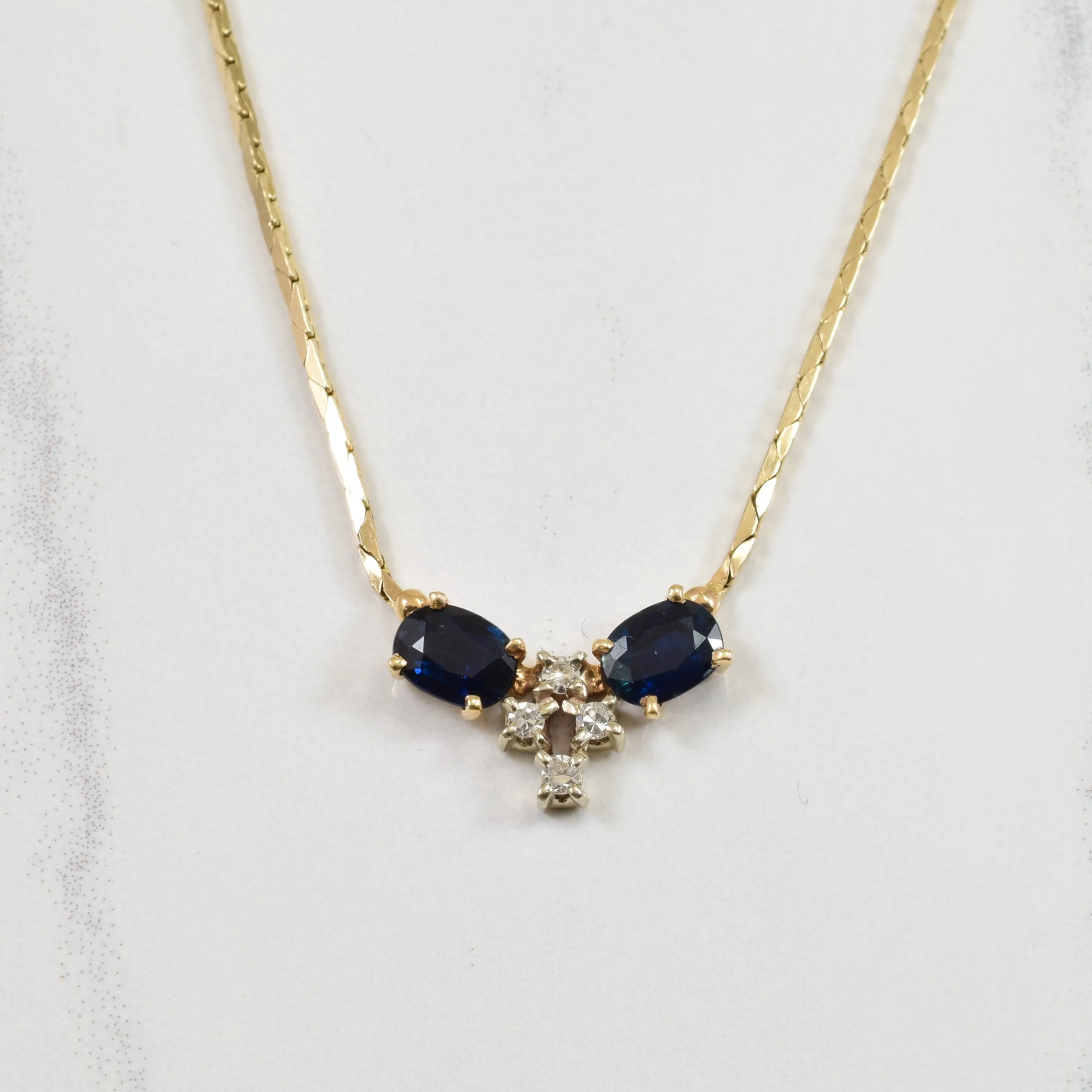 Blue Sapphire & Diamond Necklace | 0.08ctw, 1.00ctw | 16" | Modern Chic