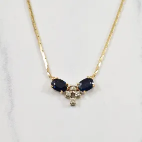 Blue Sapphire & Diamond Necklace | 0.08ctw, 1.00ctw | 16" | Modern Chic