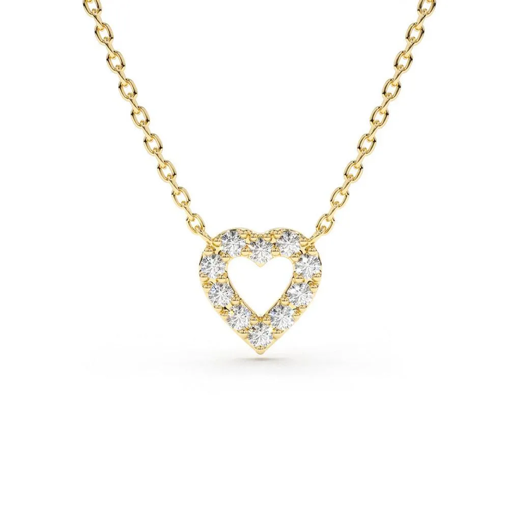 Lustrous Detail Lustrous Edge Pav?? Lab Grown Diamond Mini Heart Necklace