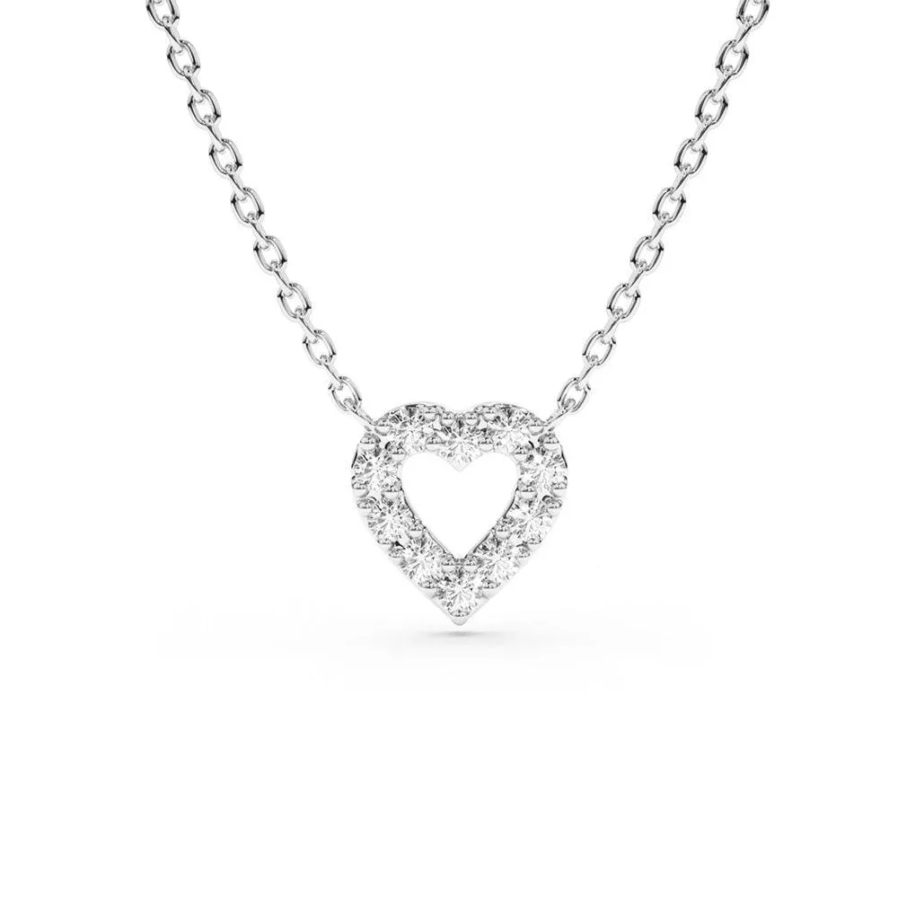 Pav?? Lab Grown Diamond Mini Heart Necklace Modern Twist