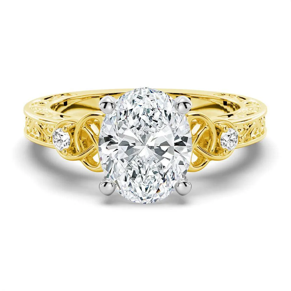 Meaningful Product Sentimental Value Vintage Celtic Knots Design Oval Moissanite Engagement Ring
