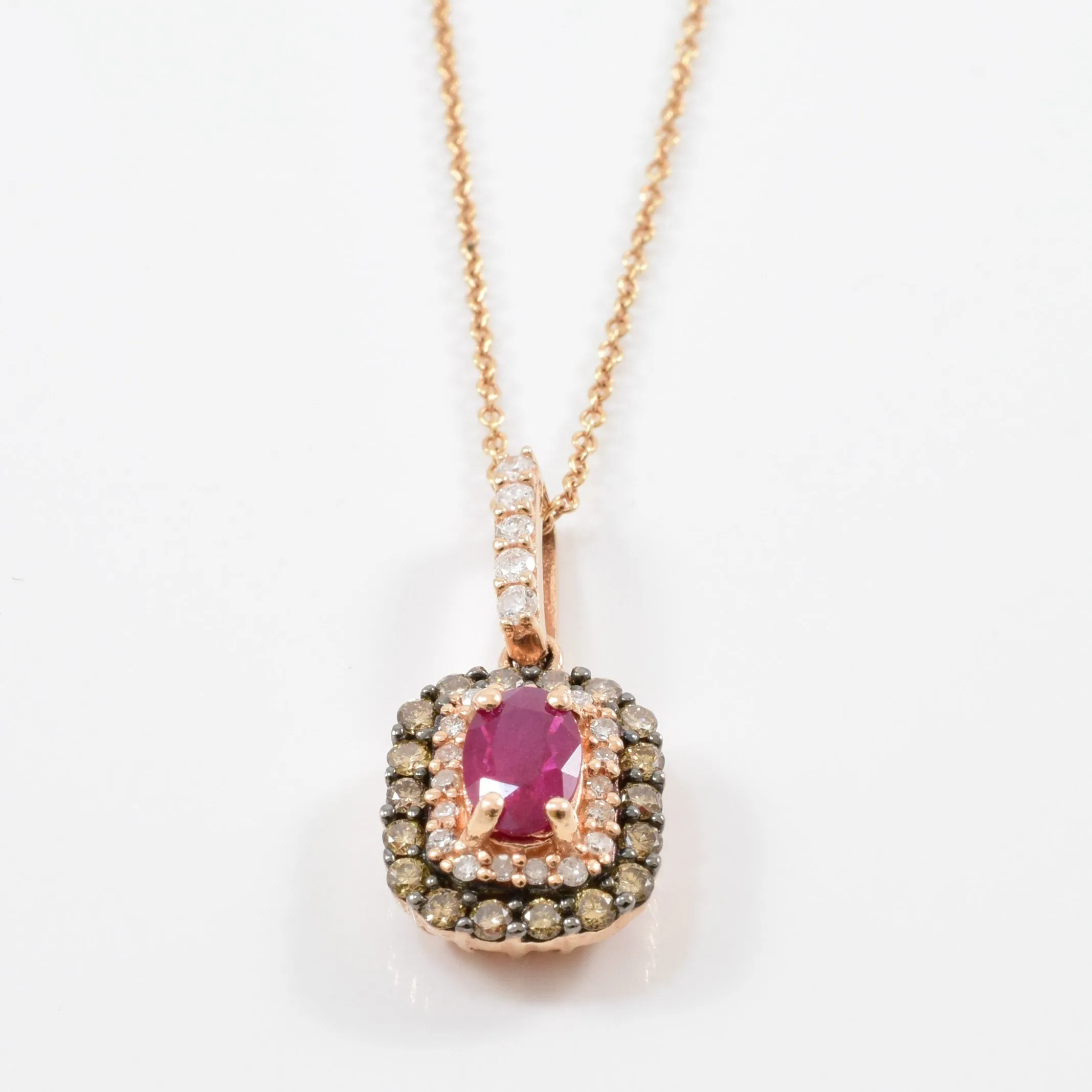 Classy Vibe Light Fit Effy' Ruby & Champagne Diamond Necklace | 0.25ctw, 0.45ct | 18" |