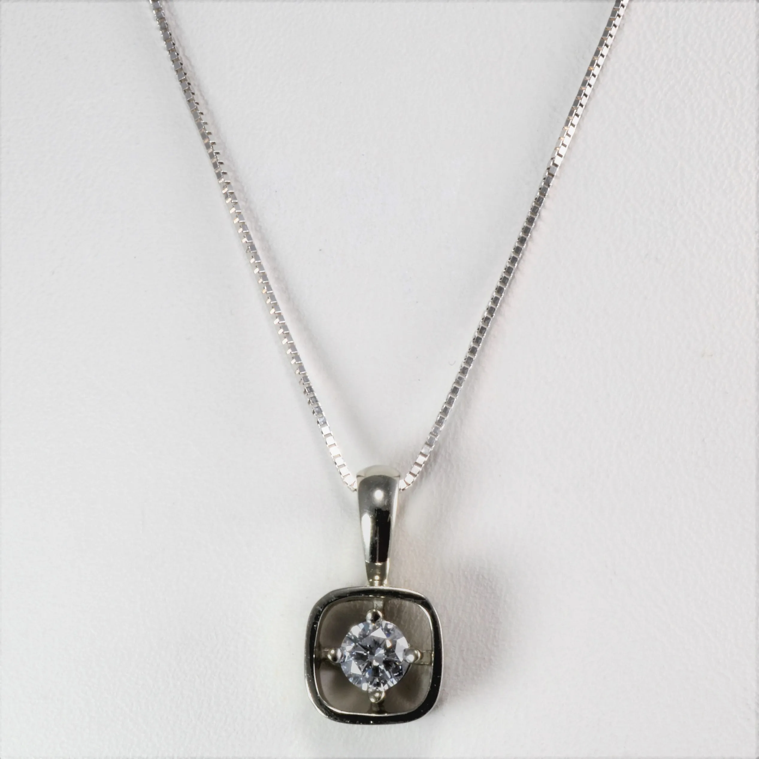 Artful Design Solitaire Diamond Framed Pendant Necklace | 0.30ct | 18"