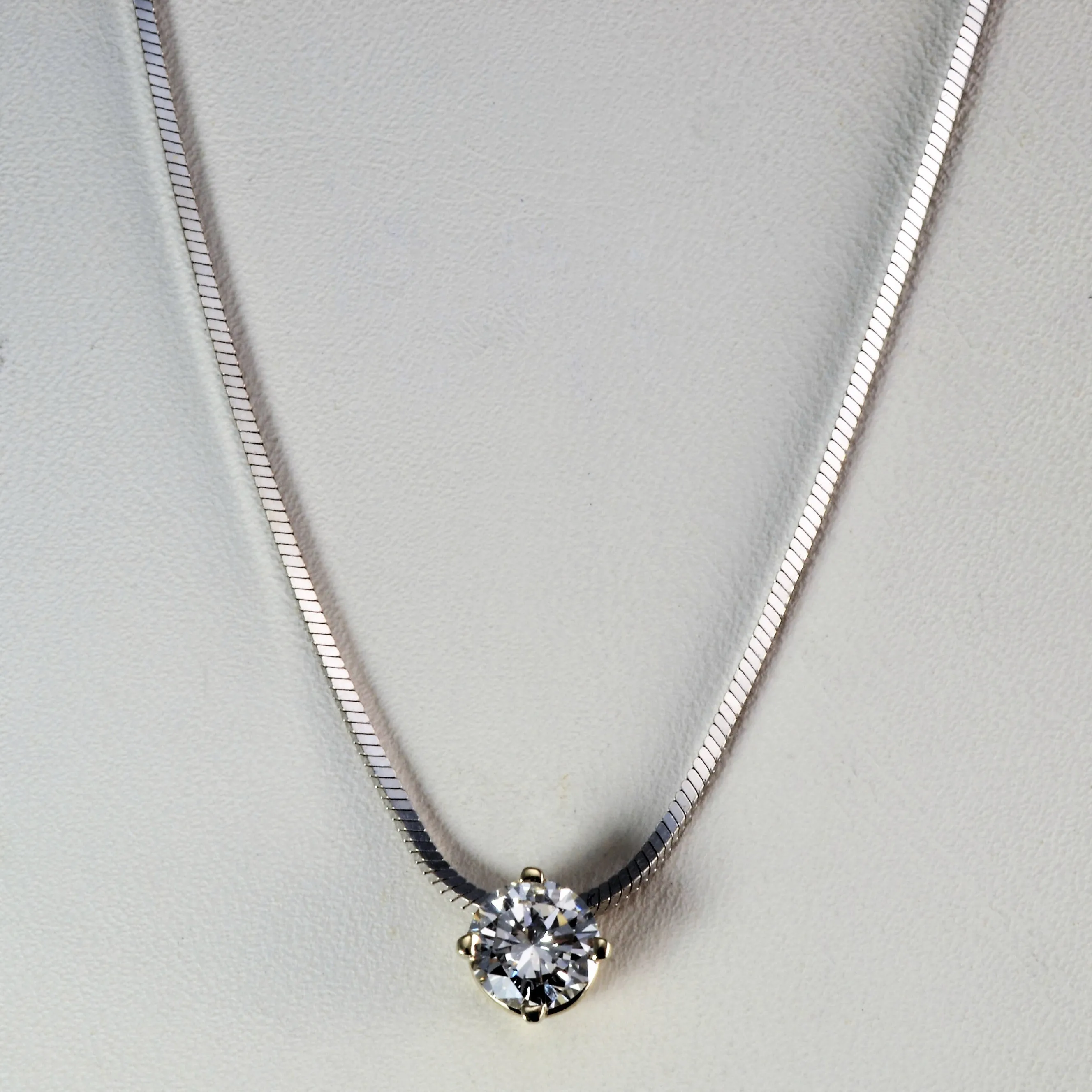 Effortless Style Solitaire Diamond Pendant Necklace | 0.75 ct, 16''|
