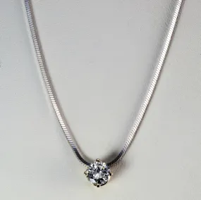 Effortless Style Solitaire Diamond Pendant Necklace | 0.75 ct, 16''|