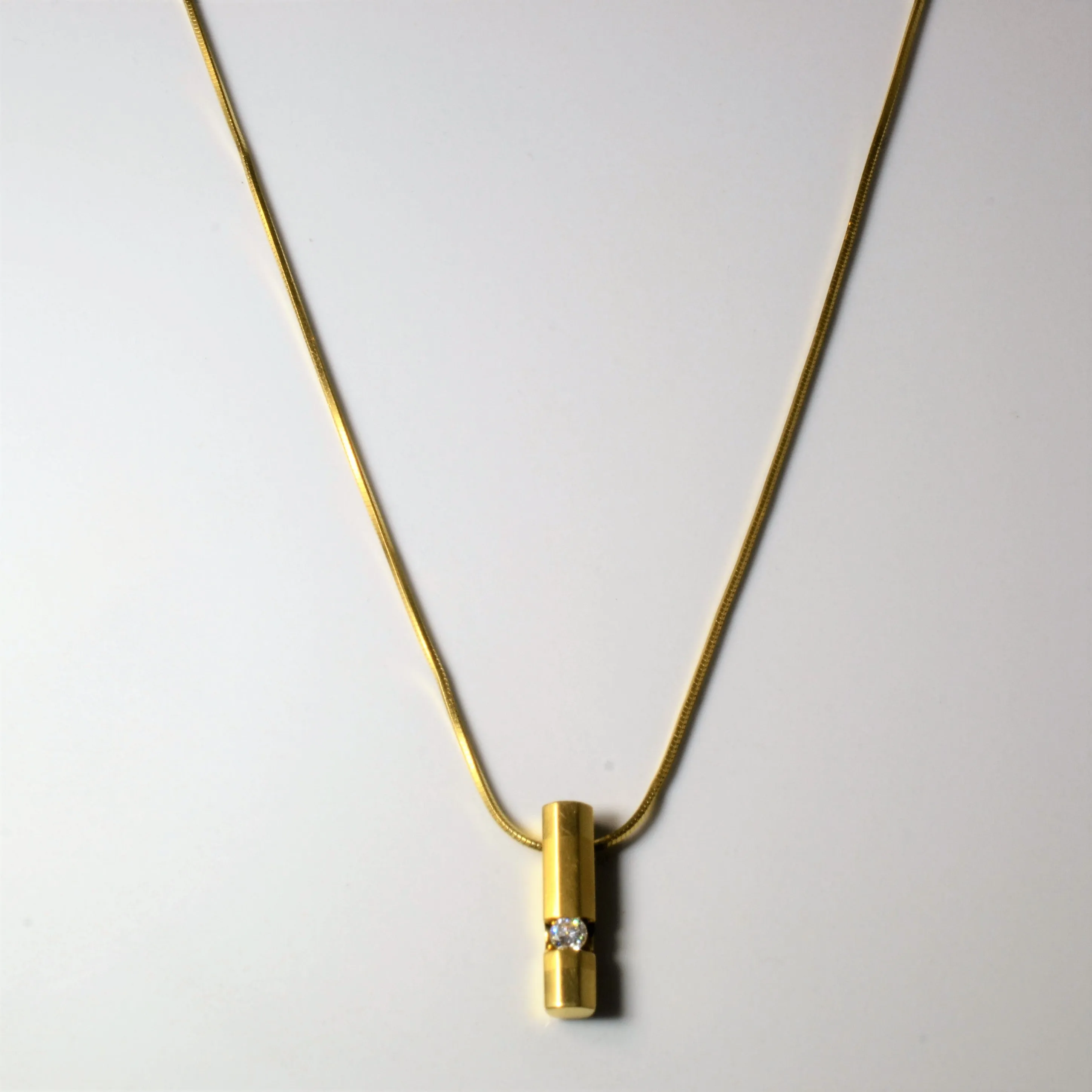 Solitaire Diamond Stick Necklace | 0.14ct | 18"| Classic Fashion Shine Accent