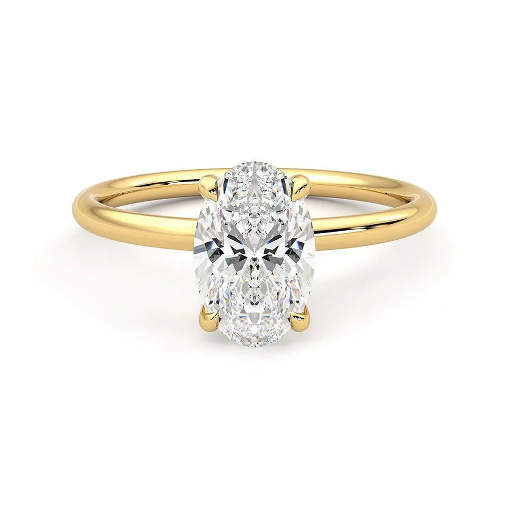 Refined Pieces Solitaire Oval Cut Moissanite Engagement Ring with Hidden Anniversary Stone