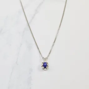 Casual Accent Solitaire Synthetic Star Sapphire Necklace | 0.70ct | 18" |