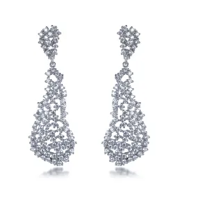 Sterling Silver Sprinkled Diamond Natural Shaped Earrings Refined Style Retro Decoration
