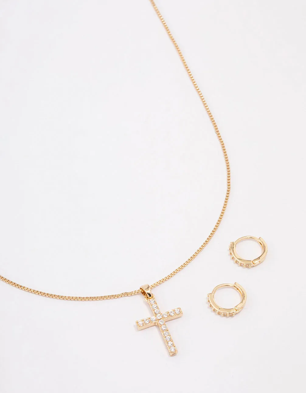 Gold Plated Diamante Cross Jewellery Set Custom Design Pieces Fashion Edit