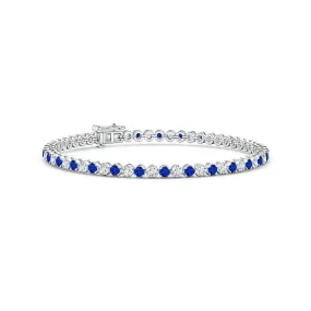 Showstopper Look 2.96 CT. Classic Sapphire and Brilliant Moissanite Tennis Bracelet