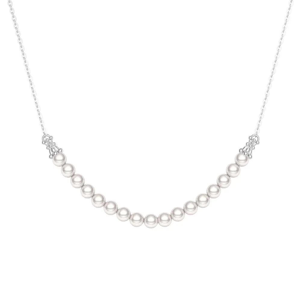 4mm Freshwater Cultured Pearl String Bar Necklace Glossy Finish