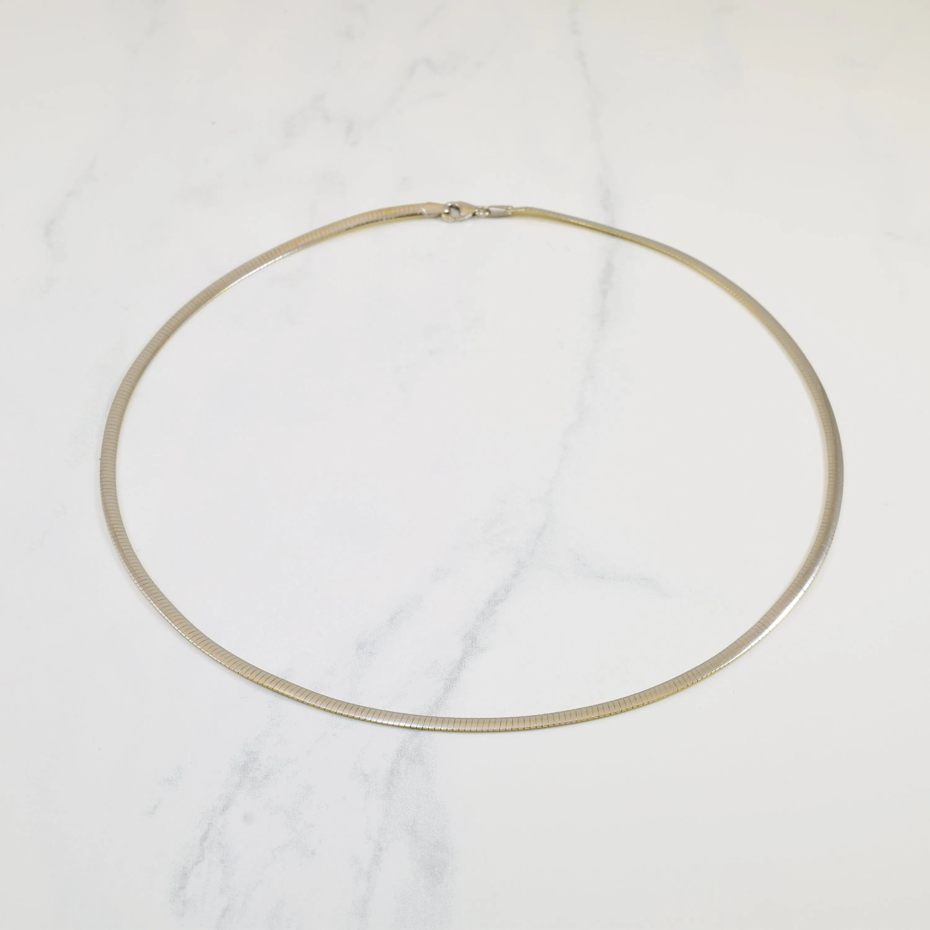 Alluring Design Reversible White and Yellow Gold Gold Omega Chain | 17" |