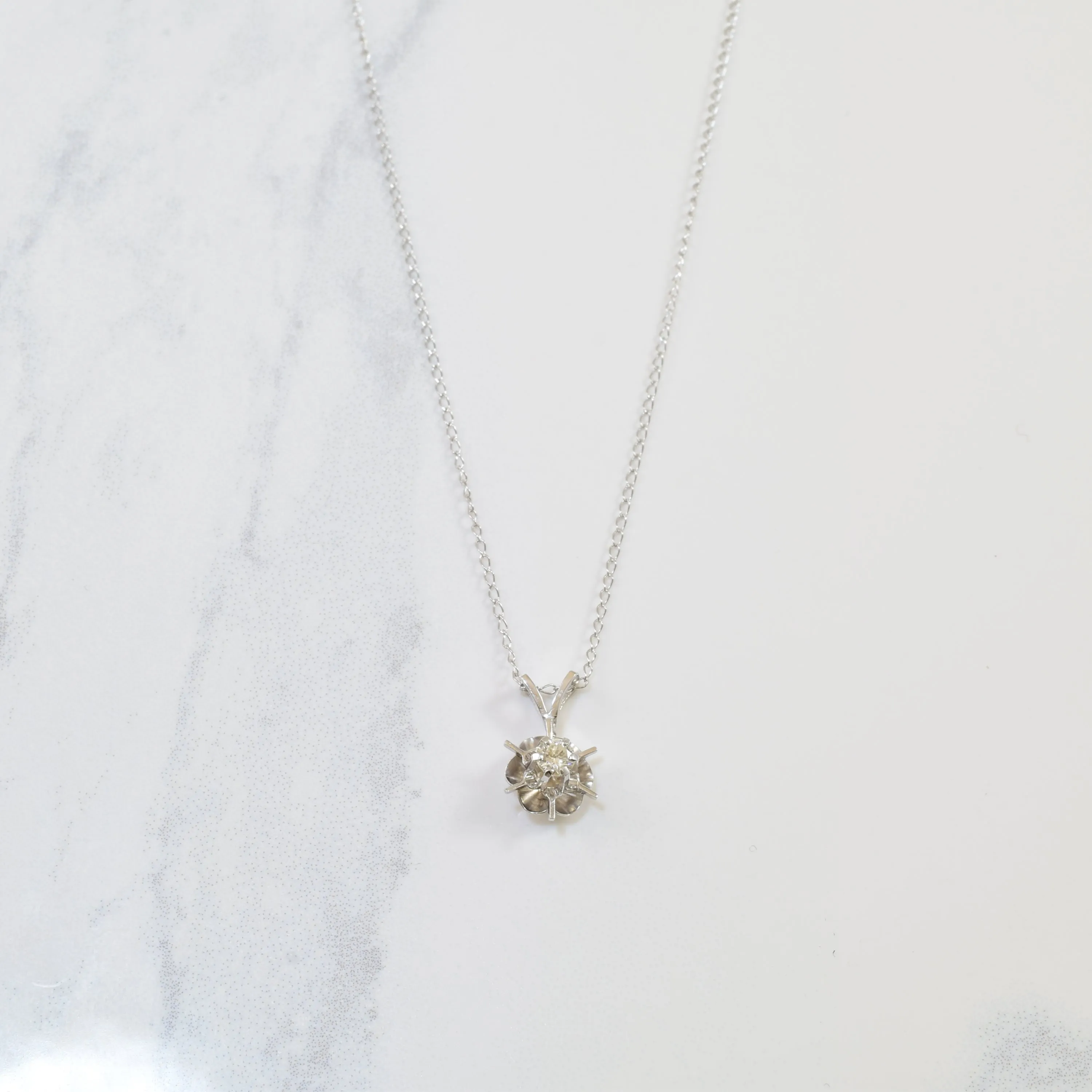 All Day Wear Layered Look Solitaire Diamond Necklace | 0.12ct | 16" |