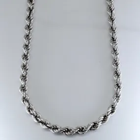 Modern Shine Sophisticated Jewelry Design 10k White Gold Rope Chain | 24" |