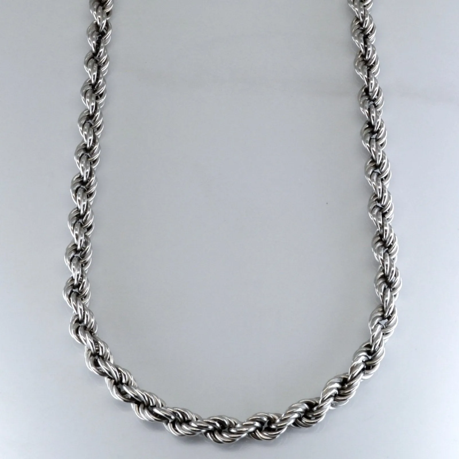 Modern Shine Sophisticated Jewelry Design 10k White Gold Rope Chain | 24" |