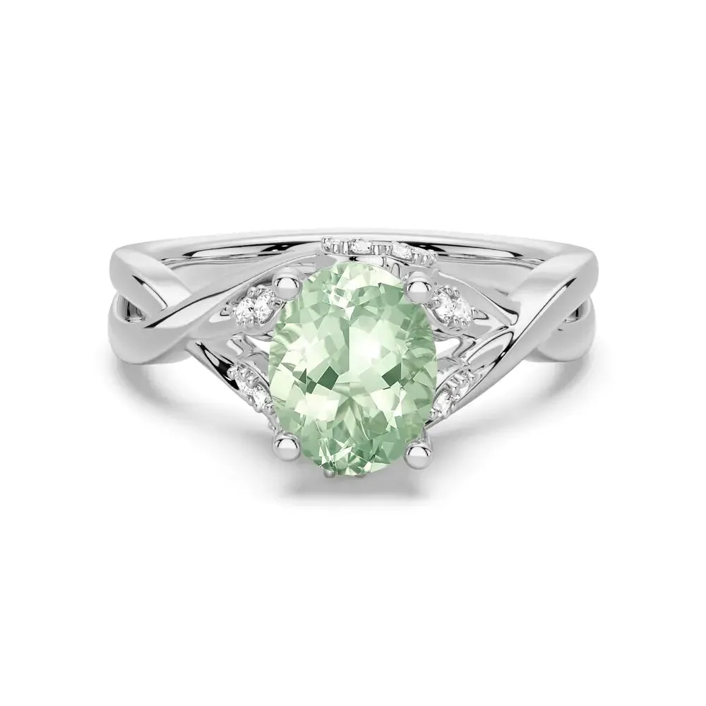 Twisted Halo Mint-Green Sapphire Ring with Milgrain Accents Luxury Accessories