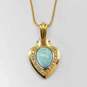 18k Opal and Diamond Necklace | 7.00 ctw |18" Unique Shape Bold Radiance