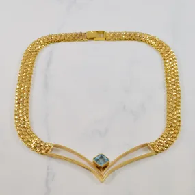 Chic Fit Blue Topaz Chevron Plate Necklace | 3.00ct | 17" |