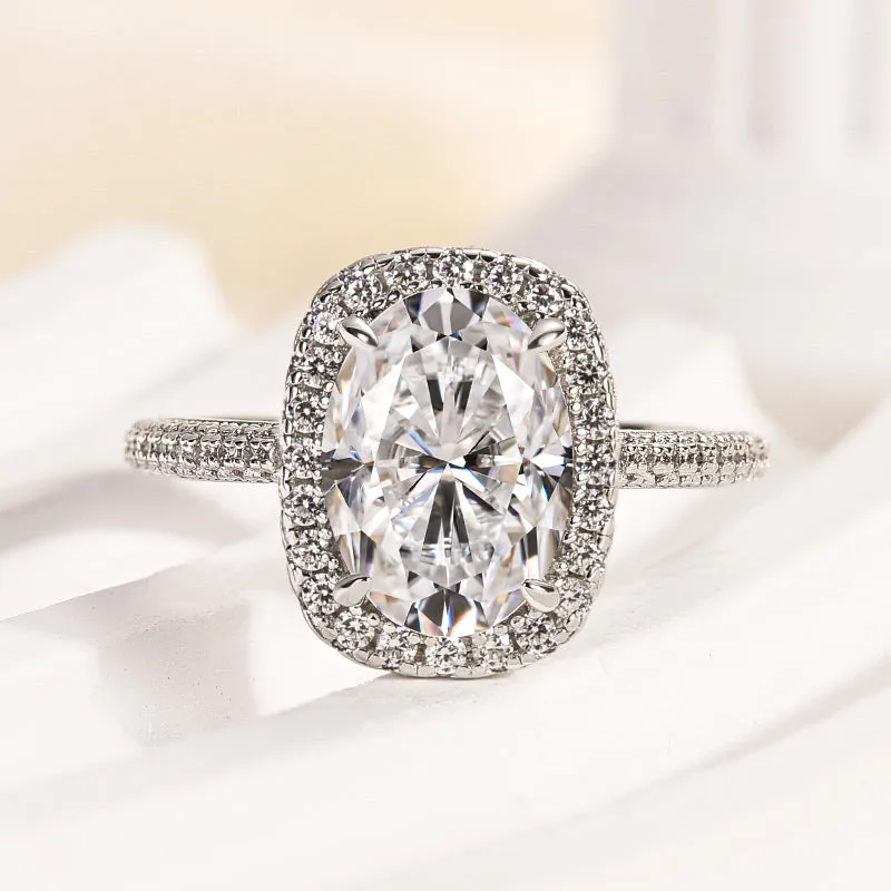 Perfect Fit Louily Moissanite Special 2.5 Carat Halo Oval Cut Engagement Ring