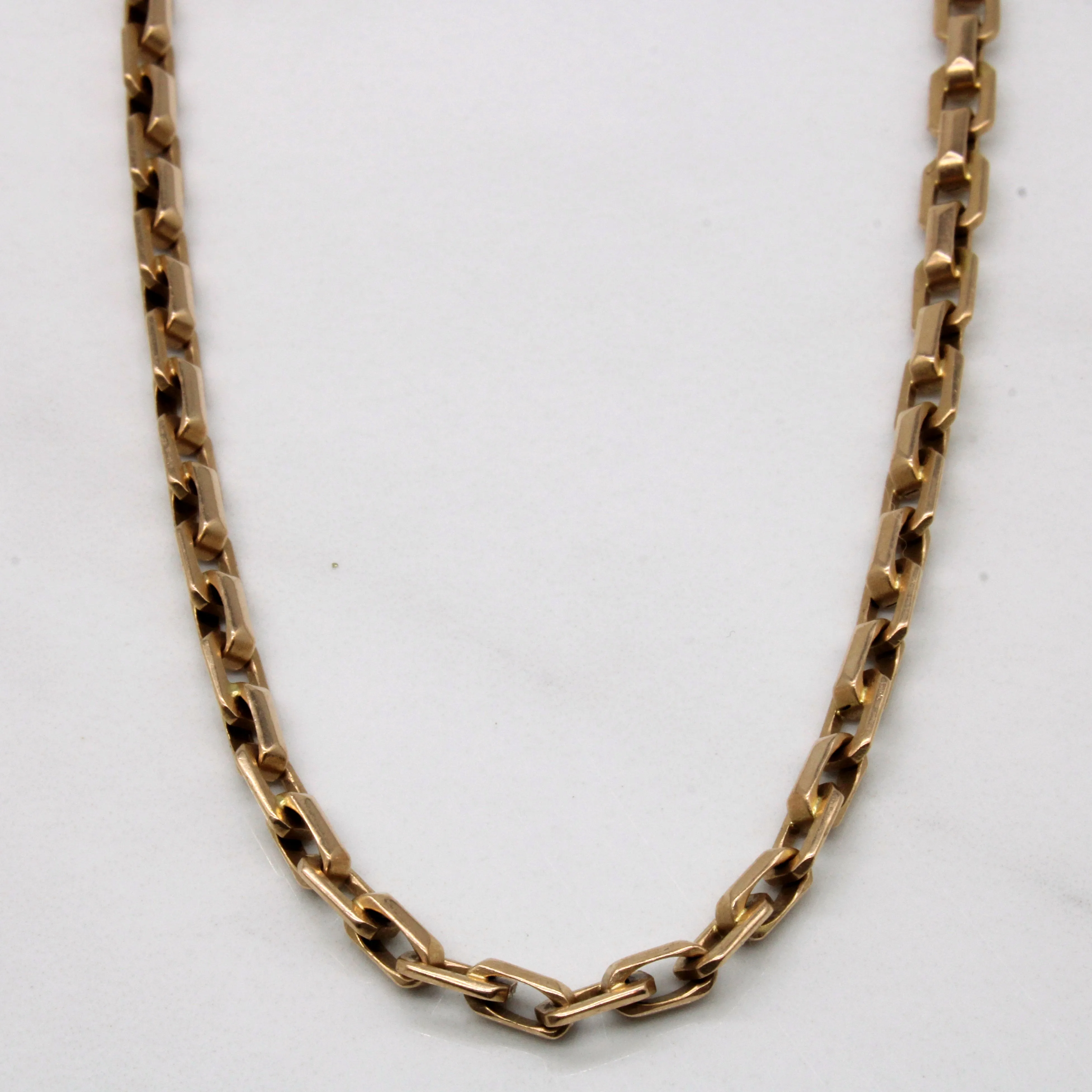 14k Yellow Gold Soft Square Link Chain | 18" | Chic Shape Dynamic Accent