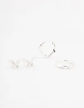 Sterling Silver Butterfly & Hoop Stud Earrings 2-Pack Sleek Craft Glamour Accessory