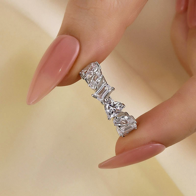 City Spark Charming Glow Louily Art Deco White Gold Thin Wedding Band For Women