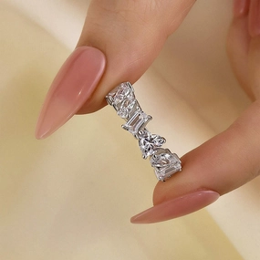 Louily Art Deco White Gold Thin Wedding Band For Women Opulent Finish Detail Pop