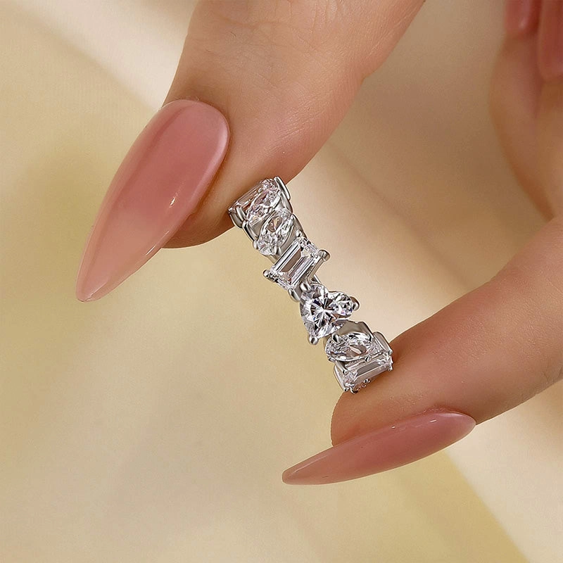 Opulent Shine Louily Art Deco White Gold Thin Wedding Band For Women