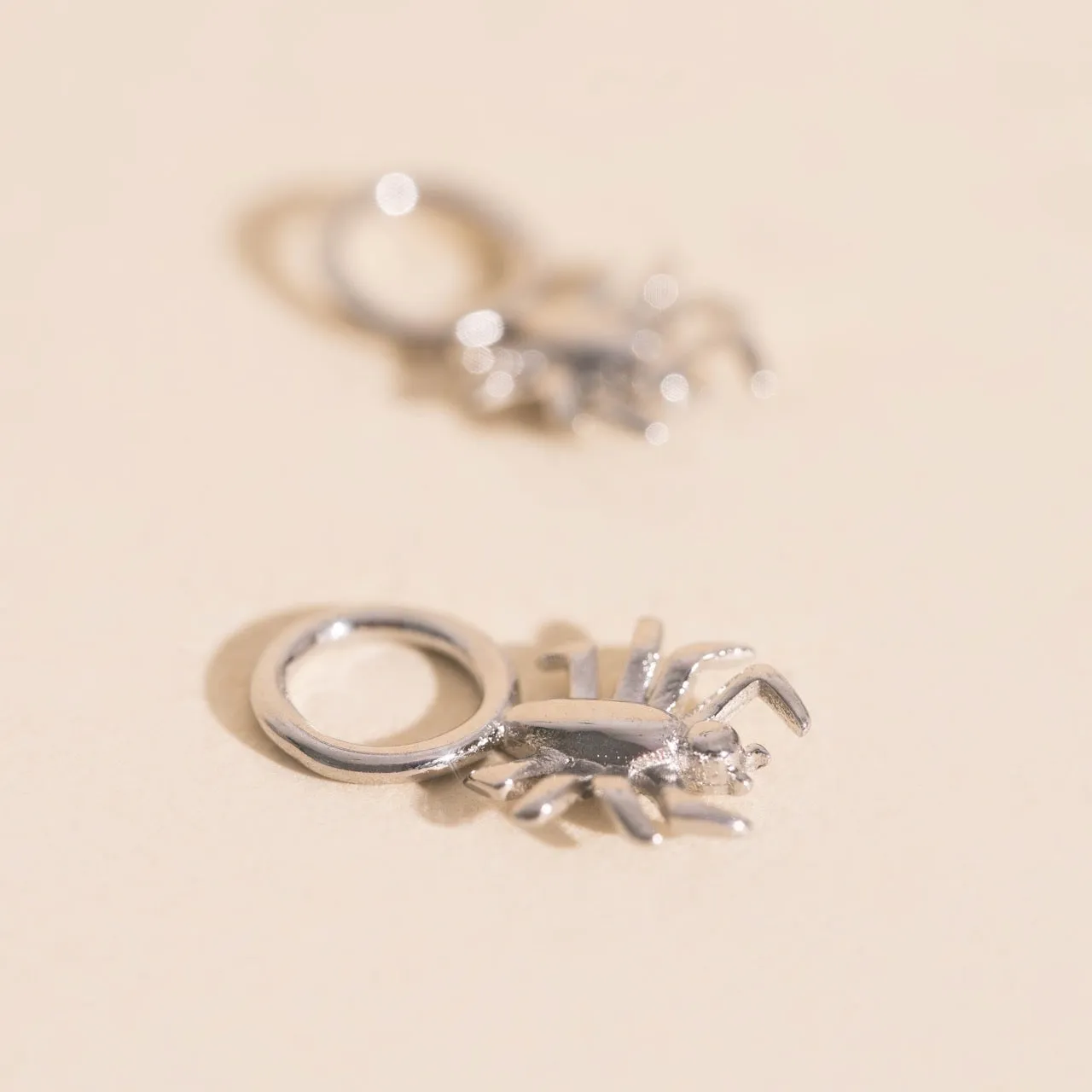 Tiny Ornament Spider Chunky Huggie Hoop Charms