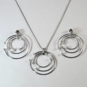 Spiral Diamond Necklace & Earrings | 1.16ctw | 16" | Layered Detail