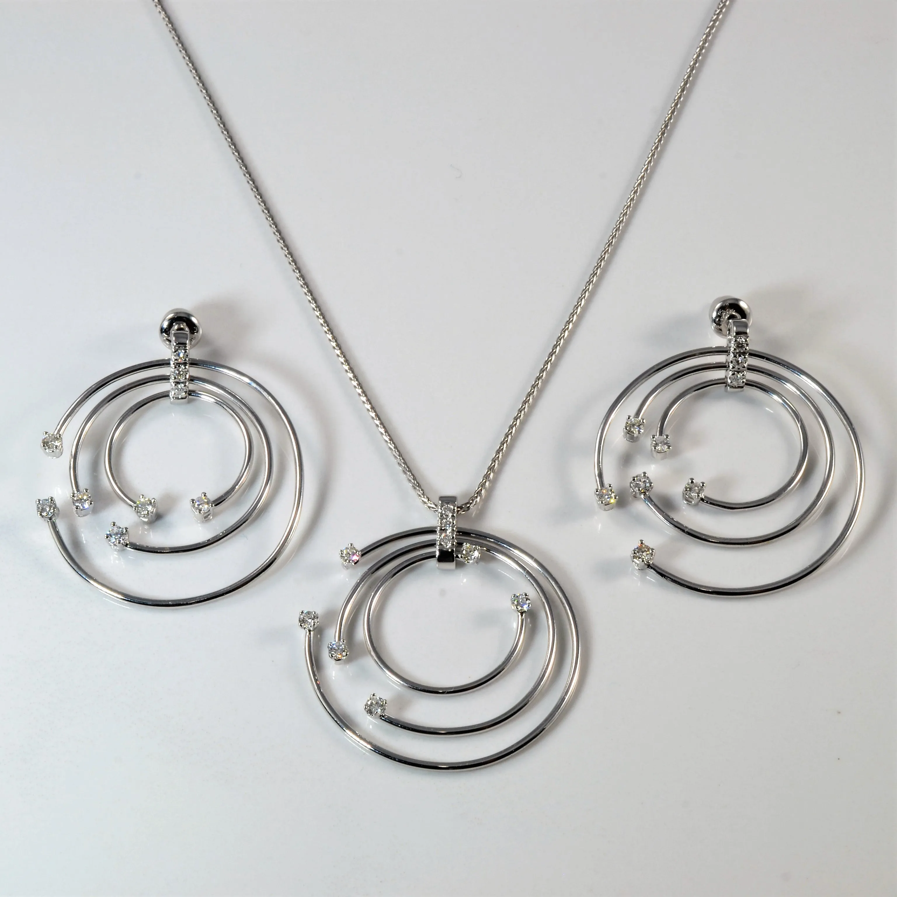Spiral Diamond Necklace & Earrings | 1.16ctw | 16" | Layered Detail