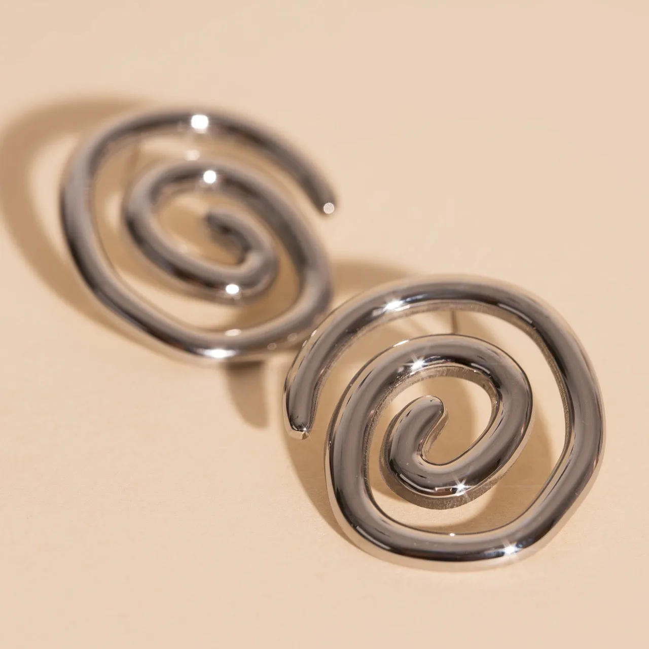 Spiral Stud Earrings Iridescent Decoration Industrial Piece