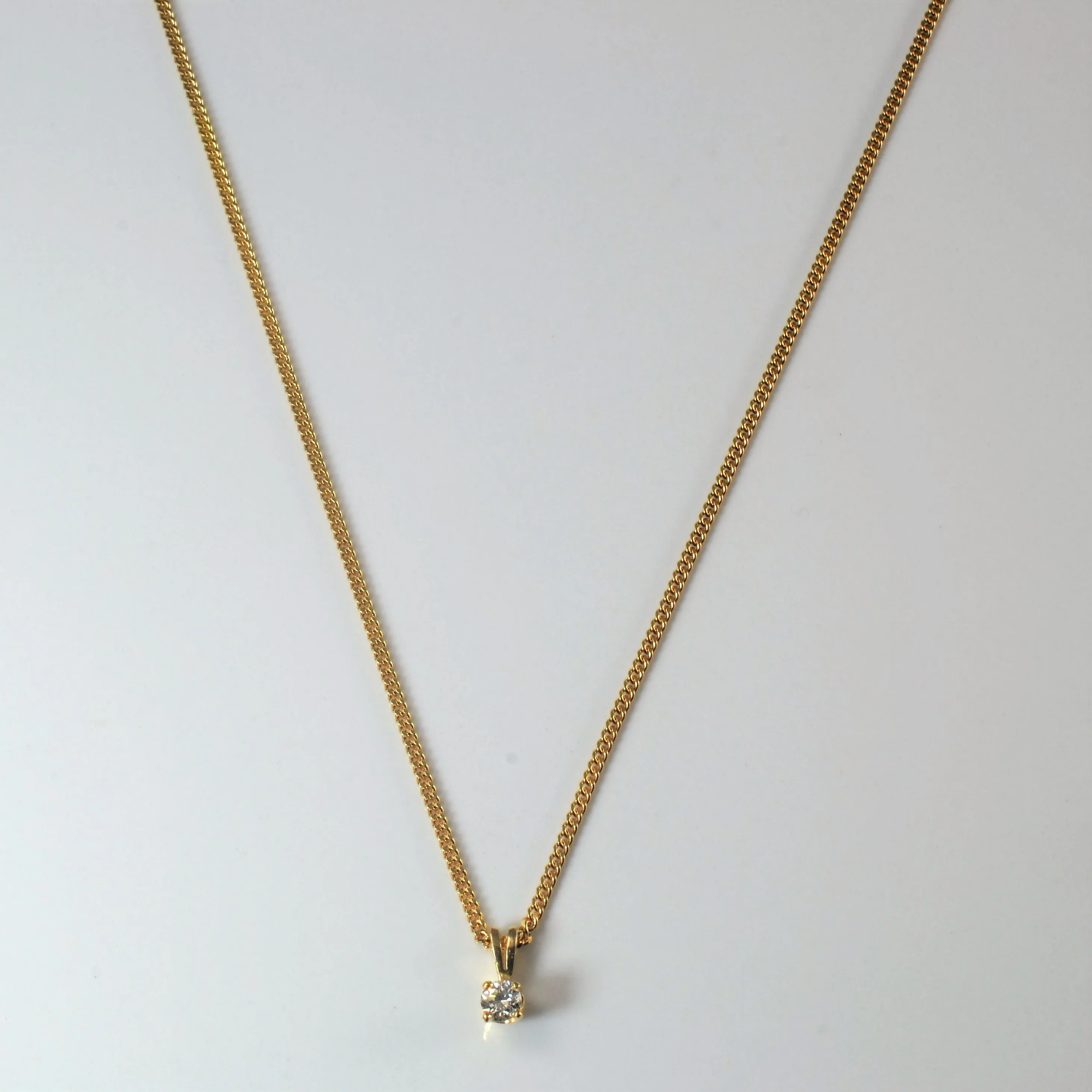 Split Bail Diamond Solitaire Necklace | 0.14ct | 18" | Refined Quality
