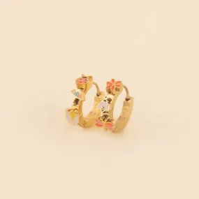 Lustrous Adornment Curved Trinket Spring 3D Huggie Hoop Earrings