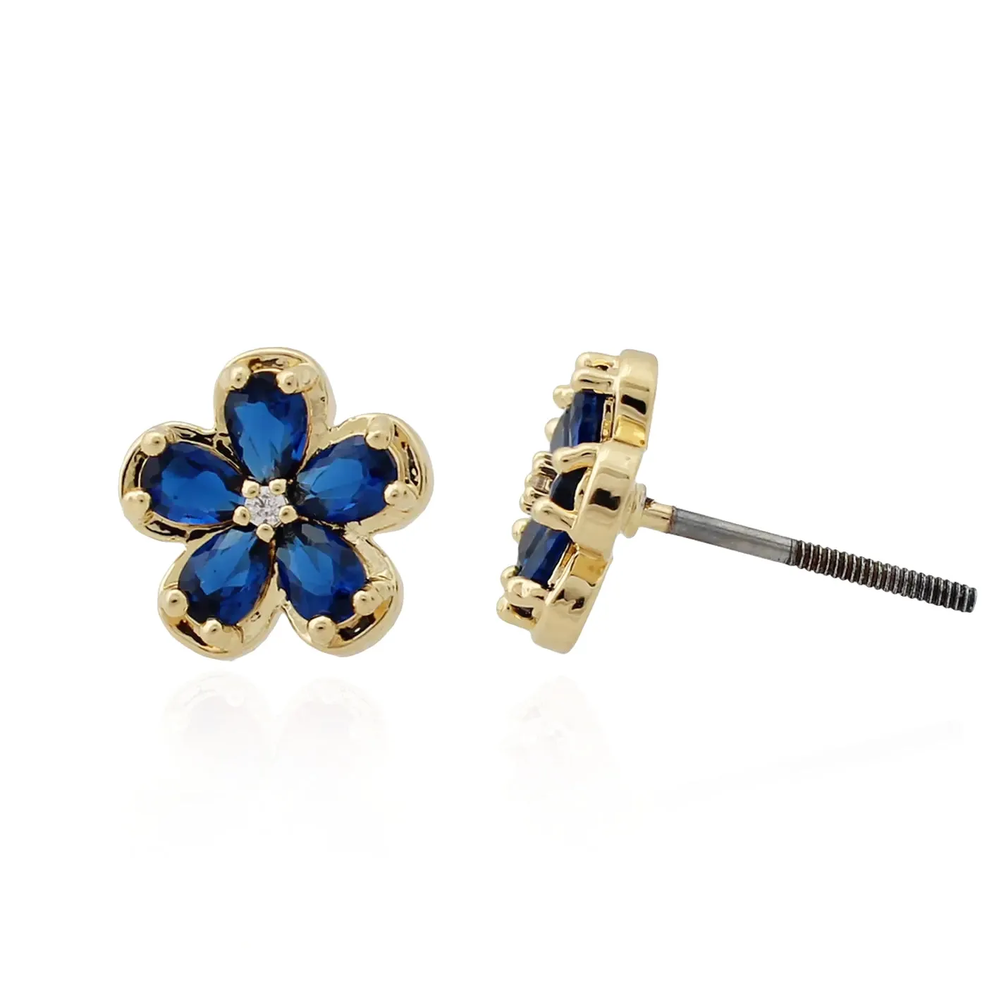 Gold Plated Surgical Steel Mini Flower Stud Screwback Earring Fashionable Embellishment Simple Vibe