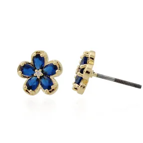 Gold Plated Surgical Steel Mini Flower Stud Screwback Earring Fashionable Embellishment Simple Vibe